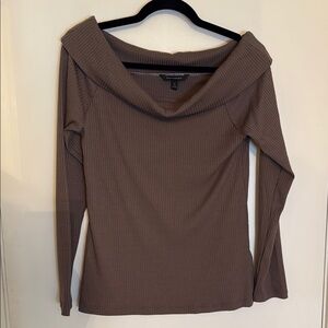Banana republic Taupe Brown Off-Shoulder Ribbed Top